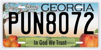 GA license plate PUN8072