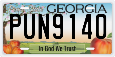 GA license plate PUN9140
