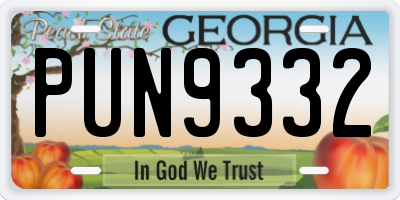 GA license plate PUN9332