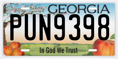 GA license plate PUN9398