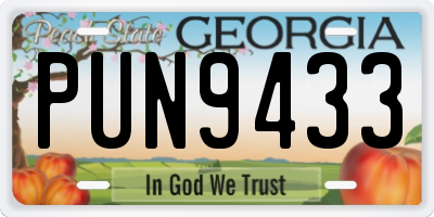 GA license plate PUN9433