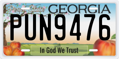 GA license plate PUN9476