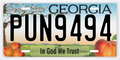 GA license plate PUN9494