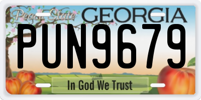 GA license plate PUN9679