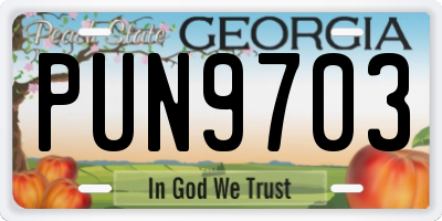GA license plate PUN9703