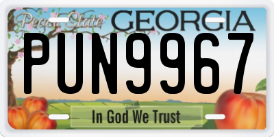 GA license plate PUN9967