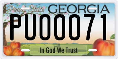 GA license plate PUO0071
