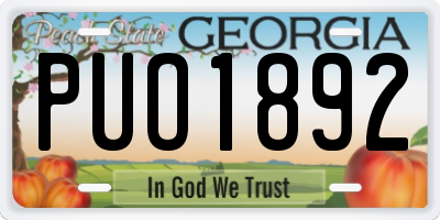 GA license plate PUO1892