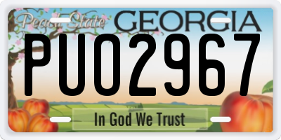 GA license plate PUO2967