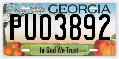 GA license plate PUO3892