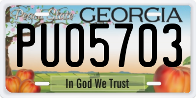 GA license plate PUO5703