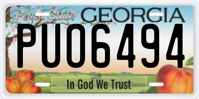 GA license plate PUO6494