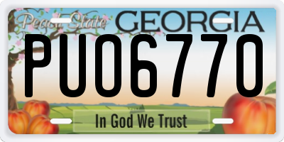 GA license plate PUO6770