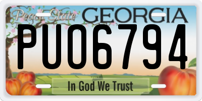 GA license plate PUO6794