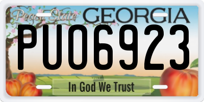 GA license plate PUO6923