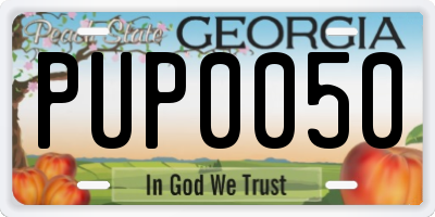 GA license plate PUP0050