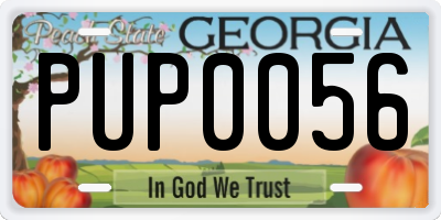 GA license plate PUP0056