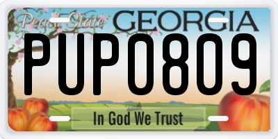 GA license plate PUP0809