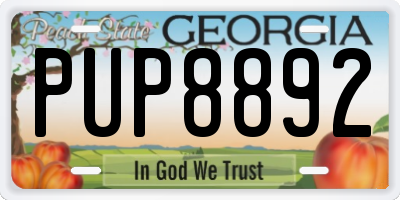 GA license plate PUP8892