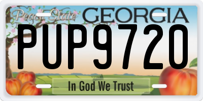 GA license plate PUP9720