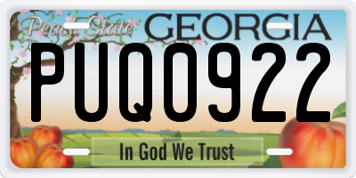 GA license plate PUQ0922