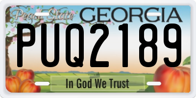 GA license plate PUQ2189