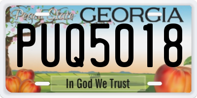 GA license plate PUQ5018