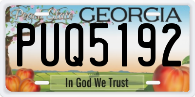 GA license plate PUQ5192