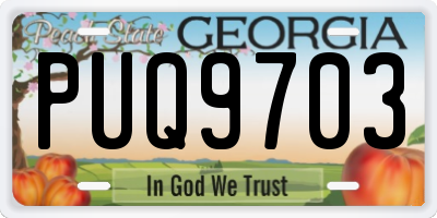 GA license plate PUQ9703
