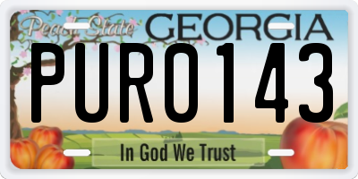 GA license plate PUR0143