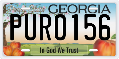 GA license plate PUR0156