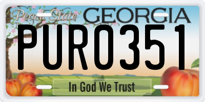 GA license plate PUR0351