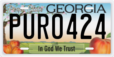 GA license plate PUR0424