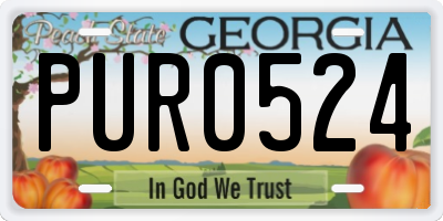 GA license plate PUR0524