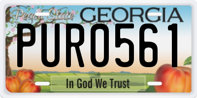 GA license plate PUR0561