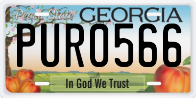 GA license plate PUR0566