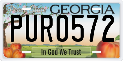 GA license plate PUR0572