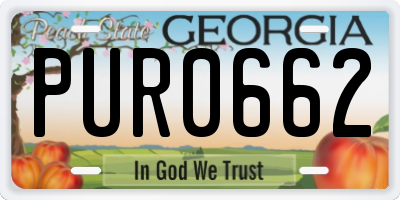 GA license plate PUR0662