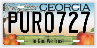GA license plate PUR0727