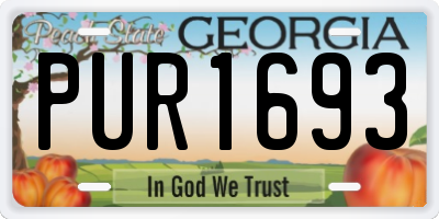 GA license plate PUR1693