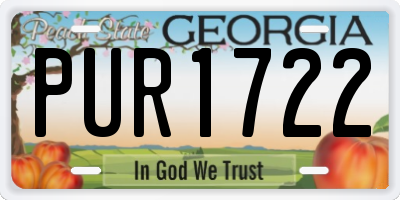 GA license plate PUR1722