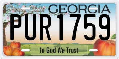 GA license plate PUR1759