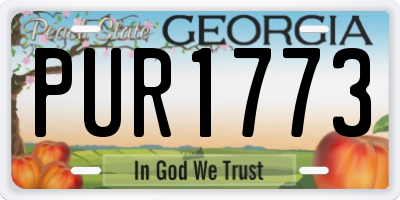 GA license plate PUR1773