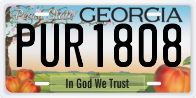 GA license plate PUR1808
