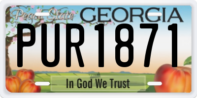 GA license plate PUR1871