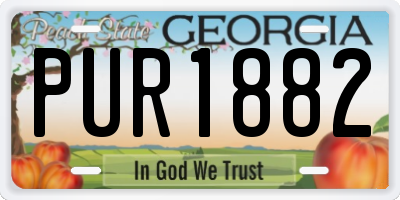 GA license plate PUR1882