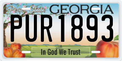 GA license plate PUR1893