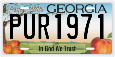 GA license plate PUR1971