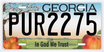 GA license plate PUR2275