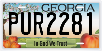 GA license plate PUR2281